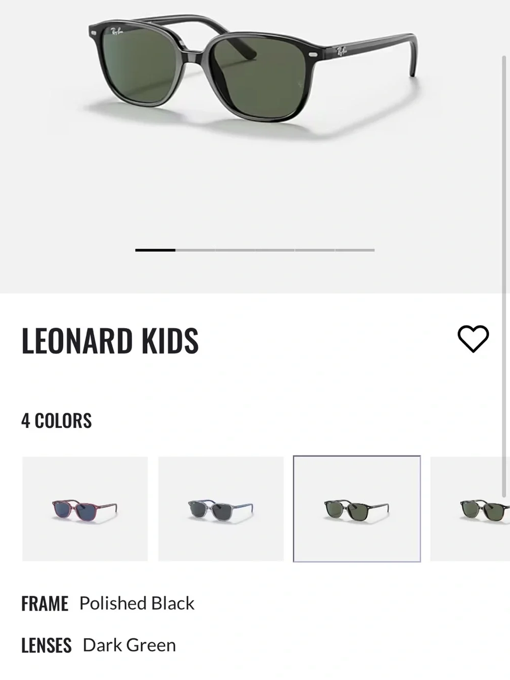 Ray-Ban Polished Black Kids Sunglasses with Dark Green Lenses